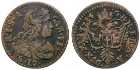 ZECCHE ITALIANE - MANTOVA - Carlo VI d'Asburgo (1707-1740) - Mezza lira 1734 CNI 34; MIR 754/4 R MI
qBB