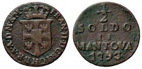 ZECCHE ITALIANE - MANTOVA - Francesco II d'Asburgo - Lorena (1792-1800) - Mezzo soldo 1793 CNI 1; Mont. 177 R CU
BB