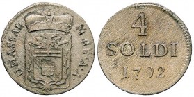 ZECCHE ITALIANE - MASSA DI LUNIGIANA - Maria Beatrice d'Este Cybo Malaspina (1790-1796) - 4 Soldi 1792 Mont. 467 R MI
qBB