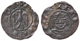 ZECCHE ITALIANE - MESSINA - Monetazione a nome di Enrico e Federico (1196-1197) - Denaro - Aquila ad ali spiegate /R Testa frontale coronata Spahr 32;...