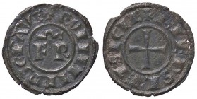 ZECCHE ITALIANE - MESSINA - Federico II (1197-1250) - Denaro (1248) - Nel campo FR sormontate da omega /R Croce patente Spahr 146; MIR 105 (MI g. 0,75...