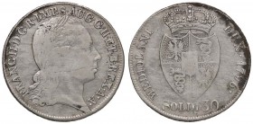 ZECCHE ITALIANE - MILANO - Francesco II d'Asburgo - Lorena (1792-1800) - 30 Soldi 1796 CNI 19; Mont. 172 AG
meglio di MB