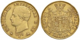 ZECCHE ITALIANE - MILANO - Napoleone I, Re d'Italia (1805-1814) - 40 Lire 1814 Pag. 17a; Mont. 204 AU Puntali sagomati Da montatura
meglio di MB