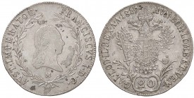 ZECCHE ITALIANE - MILANO - Francesco I d'Asburgo-Lorena (1815-1835) - 20 Kreuzer 1819 Pag. 139; Mont. 359 R AG
BB-SPL