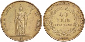 ZECCHE ITALIANE - MILANO - Governo Provvisorio (1848) - 40 Lire 1848 Pag. 211; Mont. 423 R AU Da montatura
MB-BB