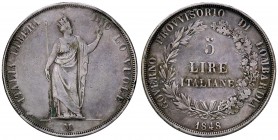 ZECCHE ITALIANE - MILANO - Governo Provvisorio (1848) - 5 Lire 1848 Pag. 213a; Mont. 426 R AG Base più spessa e stella vicina alla testa
qBB