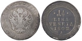 ZECCHE ITALIANE - VENEZIA - Francesco II d'Asburgo - Lorena (1797-1805) - Lira e mezza 1802 A Pag. 8; Mont. 13 R MI
MB