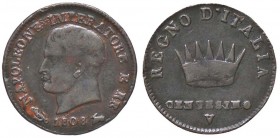 ZECCHE ITALIANE - VENEZIA - Napoleone I, Re d'Italia (1805-1814) - Centesimo 1808 Pag. 37; Mont. 55 R CU
BB+