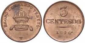 ZECCHE ITALIANE - VENEZIA - Ferdinando I d'Asburgo-Lorena (1835-1848) - 3 Centesimi 1846 Pag. 171; Mont. 229 CU Rame rosso
FDC