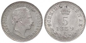 ZECCHE ITALIANE - VENEZIA - Francesco Giuseppe I d'Asburgo-Lorena (1848-1866) - 5 Kreuzer 1859 Pag. 255; Mont. 299 AG
SPL-FDC
