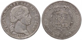 SAVOIA - Vittorio Emanuele I (1802-1821) - 5 Lire 1816 Pag. 10; Mont. 24 RR AG Colpetto
BB