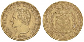 SAVOIA - Carlo Felice (1821-1831) - 80 Lire 1826 T Pag. 28; Mont. 7 AU Fondi bulinati
MB