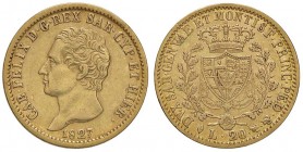 SAVOIA - Carlo Felice (1821-1831) - 20 Lire 1827 T Pag. 54; Mont. 39 AU
qSPL