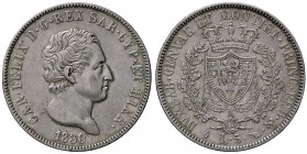 SAVOIA - Carlo Felice (1821-1831) - 5 Lire 1830 T (L) Pag. 79; Mont. 69 AG
BB+