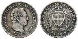 SAVOIA - Carlo Felice (1821-1831) - 50 Centesimi 1826 T Pag. 113; Mont. 111 AG
qBB/BB