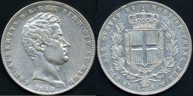 SAVOIA - Carlo Alberto (1831-1849) - 5 Lire 1840 G Pag. 247; Mont. 123 AG
BB+/qSPL