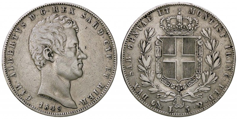 SAVOIA - Carlo Alberto (1831-1849) - 5 Lire 1849 G Pag. 265; Mont. 141 AG
qBB/B...