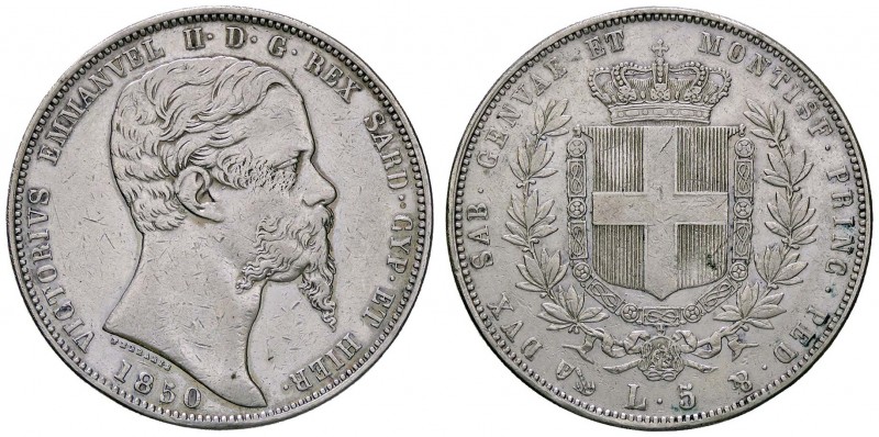 SAVOIA - Vittorio Emanuele II (1849-1861) - 5 Lire 1850 G Pag. 370; Mont. 41 R A...