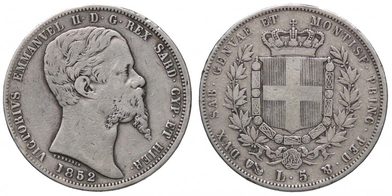 SAVOIA - Vittorio Emanuele II (1849-1861) - 5 Lire 1852 G Pag. 374; Mont. 45 R A...