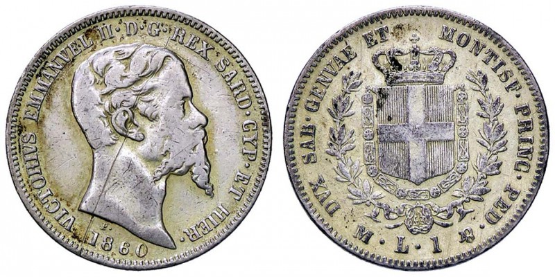 SAVOIA - Vittorio Emanuele II (1849-1861) - Lira 1860 M Pag. 416; Mont. 90 AG Do...