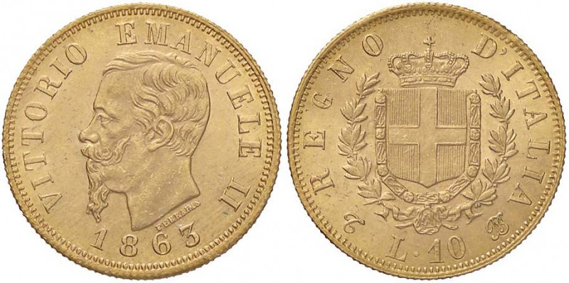 SAVOIA - Vittorio Emanuele II Re d'Italia (1861-1878) - 10 Lire 1863 T (18,8) Pa...