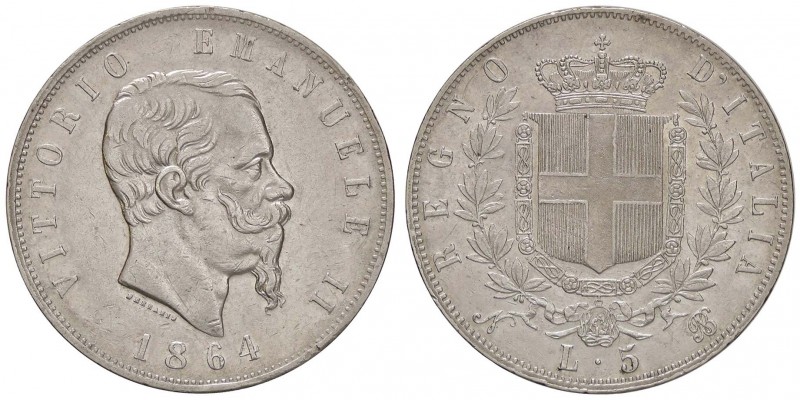 SAVOIA - Vittorio Emanuele II Re d'Italia (1861-1878) - 5 Lire 1864 N Pag. 485; ...