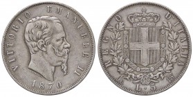 SAVOIA - Vittorio Emanuele II Re d'Italia (1861-1878) - 5 Lire 1870 M Pag. 490; Mont. 172 AG
BB+