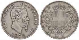 SAVOIA - Vittorio Emanuele II Re d'Italia (1861-1878) - 5 Lire 1870 R Pag. 491; Mont. 173 R AG
BB/qBB