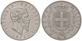SAVOIA - Vittorio Emanuele II Re d'Italia (1861-1878) - 5 Lire 1871 R Pag. 493; Mont. 176 R AG Colpetto
qBB/BB