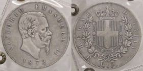 SAVOIA - Vittorio Emanuele II Re d'Italia (1861-1878) - 5 Lire 1872 R Pag. 495; Mont. 179 RR AG Sigillata senza conservazione
qBB