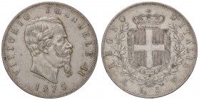 SAVOIA - Vittorio Emanuele II Re d'Italia (1861-1878) - 5 Lire 1875 M Pag. 499; Mont. 184 AG
qSPL