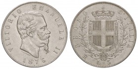 SAVOIA - Vittorio Emanuele II Re d'Italia (1861-1878) - 5 Lire 1876 R Pag. 501; Mont. 188 AG Segnetti
SPL/SPL+