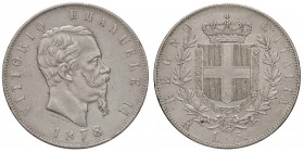 SAVOIA - Vittorio Emanuele II Re d'Italia (1861-1878) - 5 Lire 1878 R Pag. 503; Mont. 191 AG Colpetto
BB+/qSPL