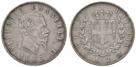 SAVOIA - Vittorio Emanuele II Re d'Italia (1861-1878) - 2 Lire 1863 N Stemma Pag. 506; Mont. 196 AG
BB+