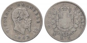 SAVOIA - Vittorio Emanuele II Re d'Italia (1861-1878) - Lira 1862 N Stemma Pag. 512; Mont. 202 R AG
MB