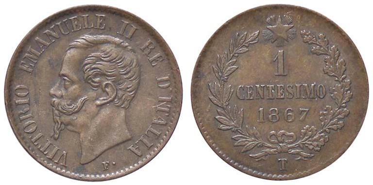 SAVOIA - Vittorio Emanuele II Re d'Italia (1861-1878) - Centesimo 1867 T Pag. 56...