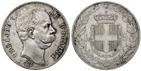 SAVOIA - Umberto I (1878-1900) - 5 Lire 1879 Pag. 590; Mont. 33 AG
qSPL