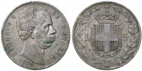 SAVOIA - Umberto I (1878-1900) - 5 Lire 1879 Pag. 590; Mont. 33 AG Foro al bordo
BB