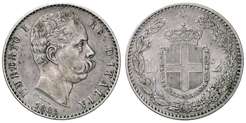 SAVOIA - Umberto I (1878-1900) - 2 Lire 1885 Pag. 595; Mont. 40 R AG
BB+