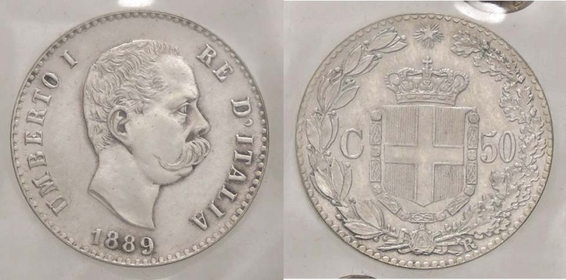 SAVOIA - Umberto I (1878-1900) - 50 Centesimi 1889 Pag. 608; Mont. 55 R AG Sigil...