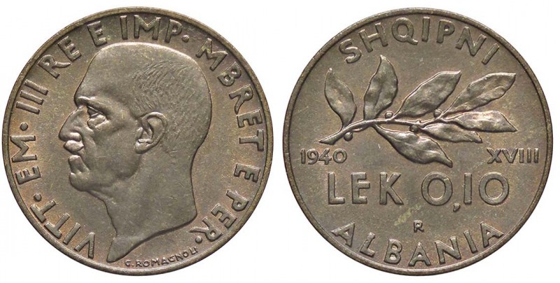 SAVOIA - Albania - 0,10 Lek 1940 XVIII Pag. 1005; Mont. 507 BR
qFDC/FDC