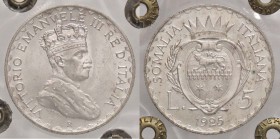 SAVOIA - Somalia - 5 Lire 1925 Pag. 990; Mont. 481 R AG Punto di ossidazione al R/ - Sigillata
FDC