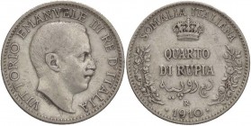 SAVOIA - Somalia - Quarto di Rupia 1910 Pag. 971; Mont. 455 R AG
BB