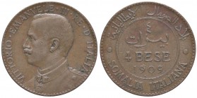 SAVOIA - Somalia - 4 Bese 1909 Pag. 973; Mont. 458 R CU Segno al D/
BB/BB+