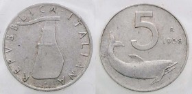 REPUBBLICA ITALIANA - Repubblica Italiana (monetazione in lire) (1946-2001) - 5 Lire 1956 Mont. 8 RR IT Sigillata
BB+