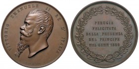 MEDAGLIE - SAVOIA - Vittorio Emanuele II Re d'Italia (1861-1878) - Medaglia 1869 - Visita a Perugia AE Opus: Gori Ø 50
qFDC