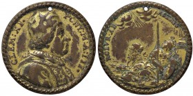 MEDAGLIE - PAPALI - Clemente XI (1700-1721) - Medaglia A. III AE dorato Opus: Hamerani Ø 35Allude alla costanza del Pontefice in mezzo alla guerra di ...