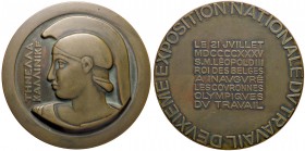 MEDAGLIE ESTERE - BELGIO - Leopoldo III (1934-1950) - Medaglia 1935 - Esposizione nazionale del lavoro AE Ø 64
SPL
