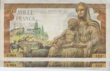 CARTAMONETA ESTERA - FRANCIA - Governo di Vichy (1940-1944) - 1.000 Franchi 28/01/1943 Kr. 102 Lotto di 2 esemplari con numeri seguenti
SPL+
