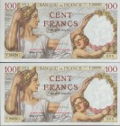 CARTAMONETA ESTERA - FRANCIA - Governo di Vichy (1940-1944) - 100 Franchi 29/01/1942 Kr. 94 Lotto di 2 esemplari con numeri seguenti
FDS
